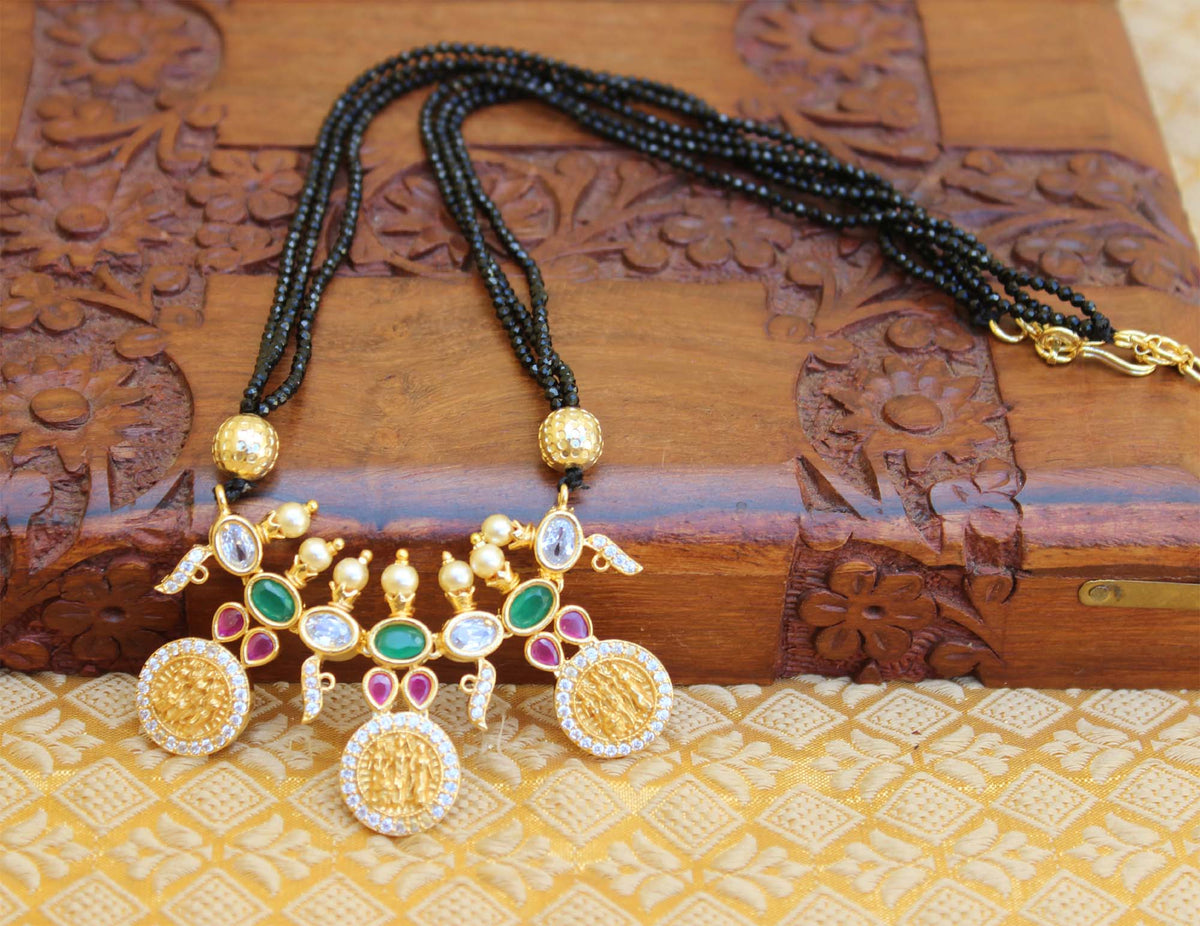 Matte Finish Ram Parivar Beads Necklace T2268