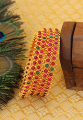 Matte Finish Kempu Stone Bangles T3010