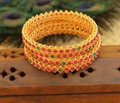 Matte Finish Kempu Stone Bangles T3009