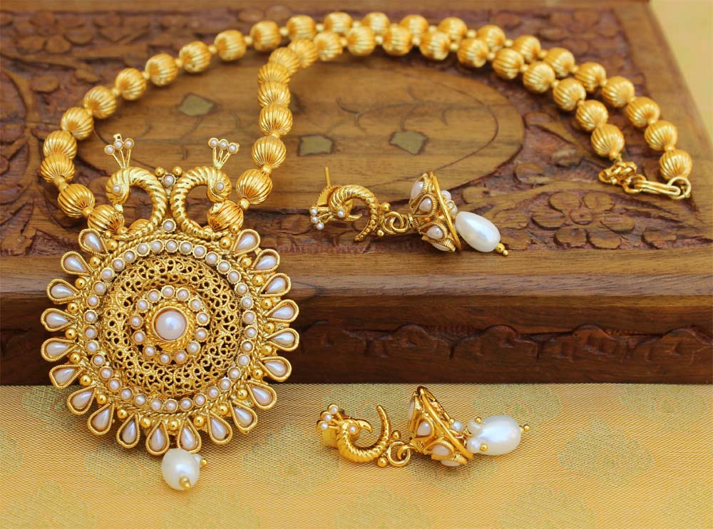 Gold Plated Peacock Handmade Necklace Set T2612