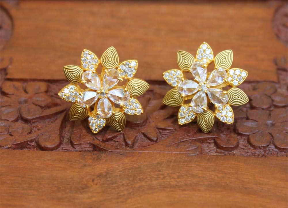 Matte Finish Studs Stone Earrings T2418