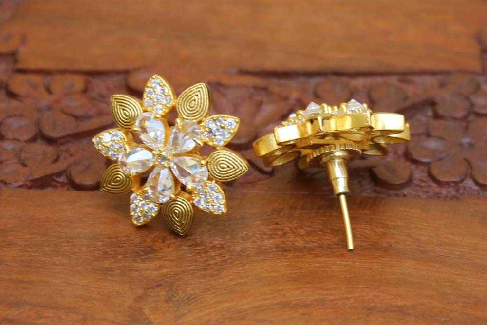 Matte Finish Studs Stone Earrings T2418