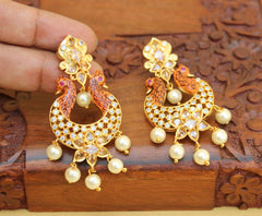 Matte Finish Twin Peacock Earrings T2786