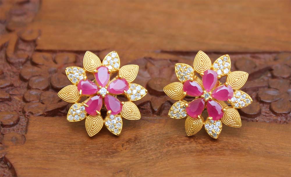 Matte Finish Studs Stone Earrings T2419