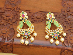 Matte Finish Twin Peacock Earrings T2787