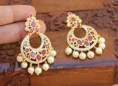 Gold Plated Stylish Stone Earrings T2506