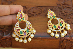 Gold Plated Stylish Stone Earrings T2507