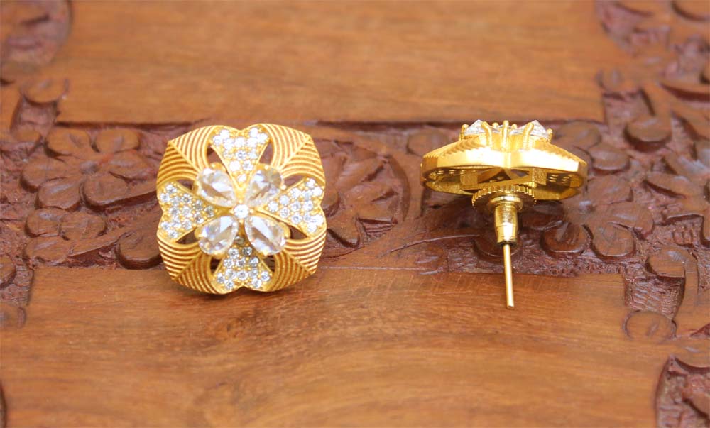 Matte Finish White Stud Earrings T2411