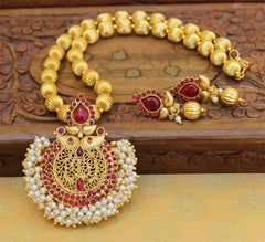 Handmade Gold Plated Pearl Necklace Set T2617