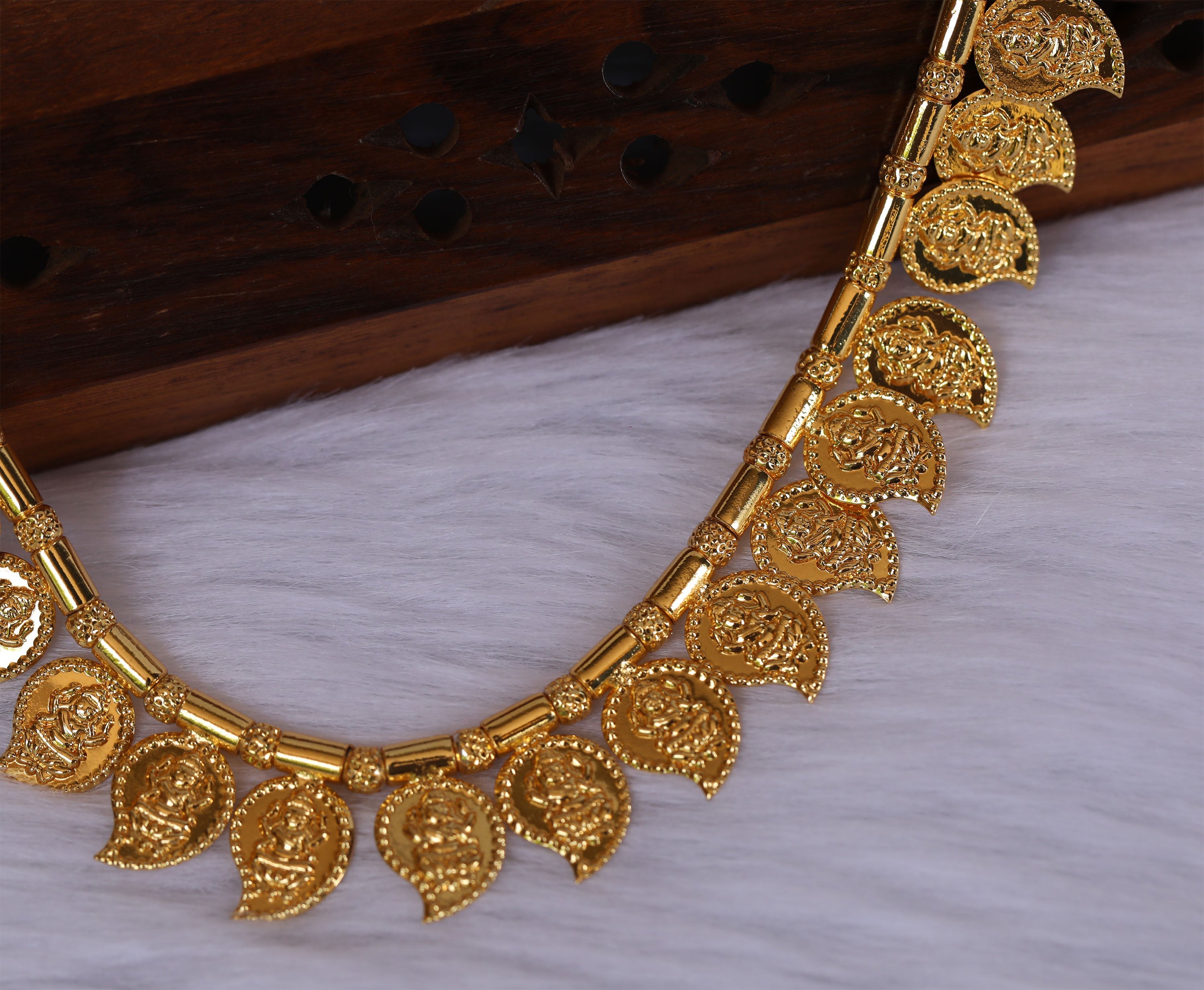 Gold plated Mango coin necklace Tanvi1184