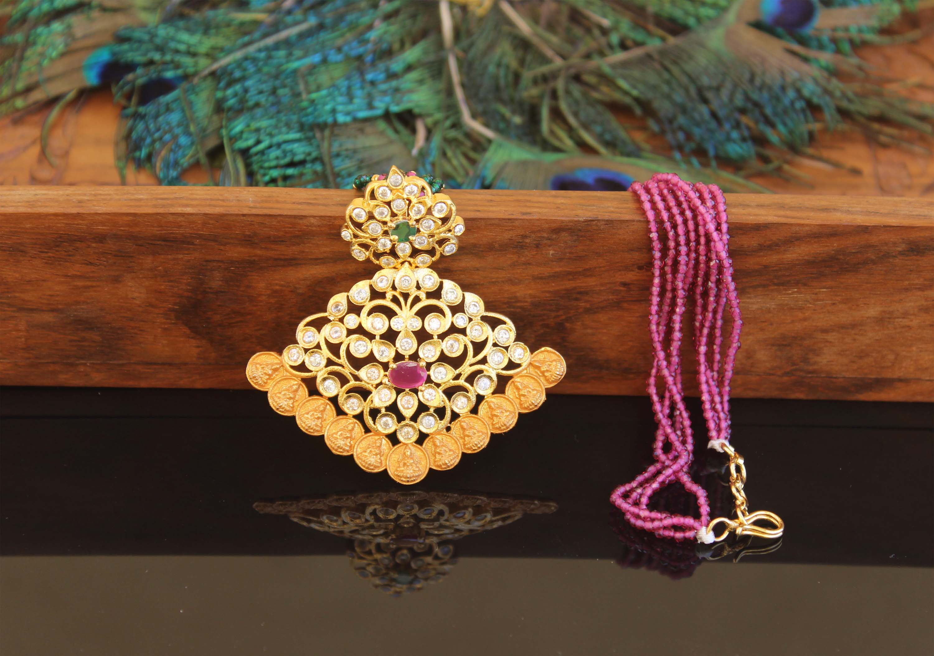 Matte Finish Kasu Handmade Beads Necklace T2245