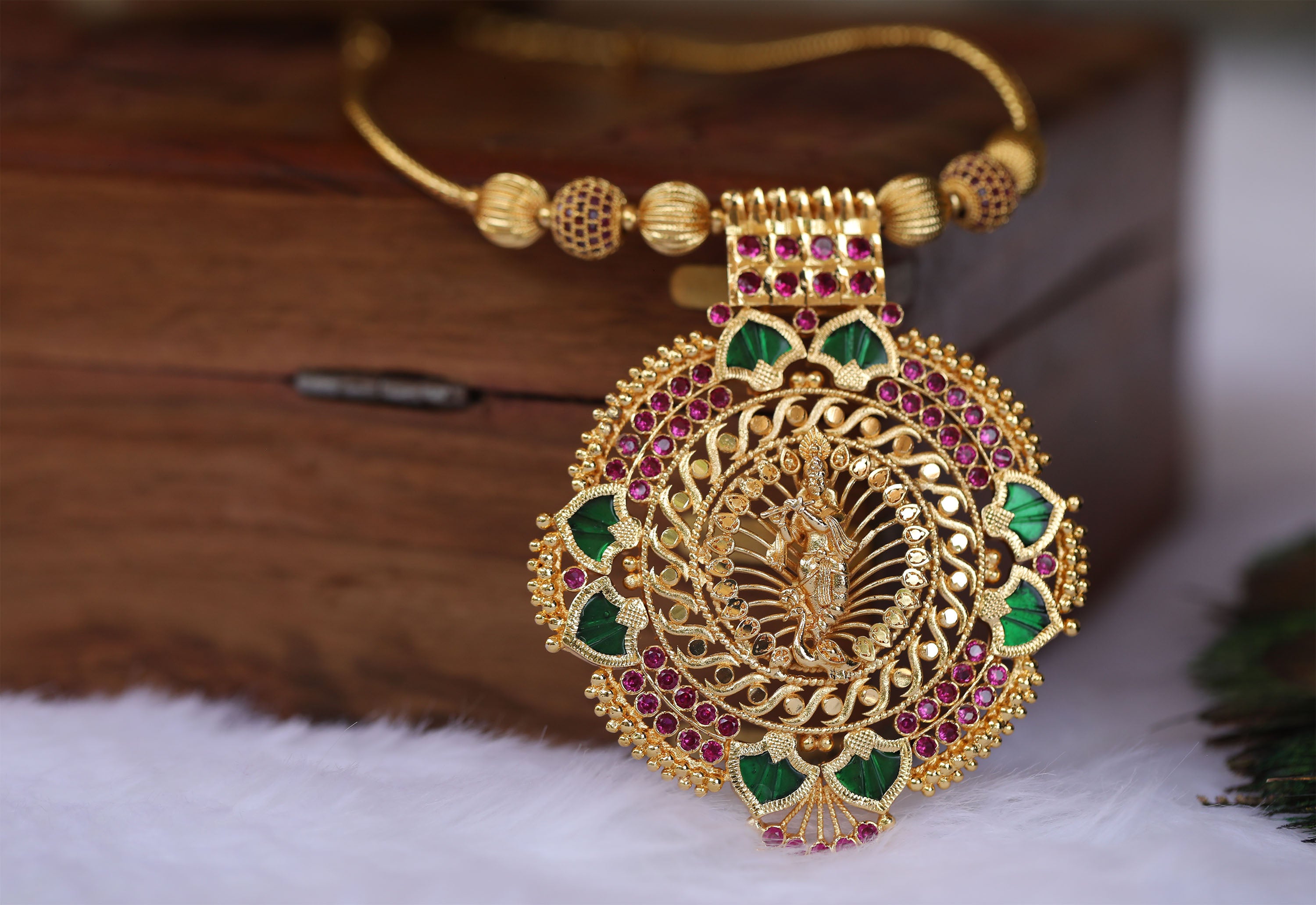 Gold plated krishna temple necklace Tanvi1123