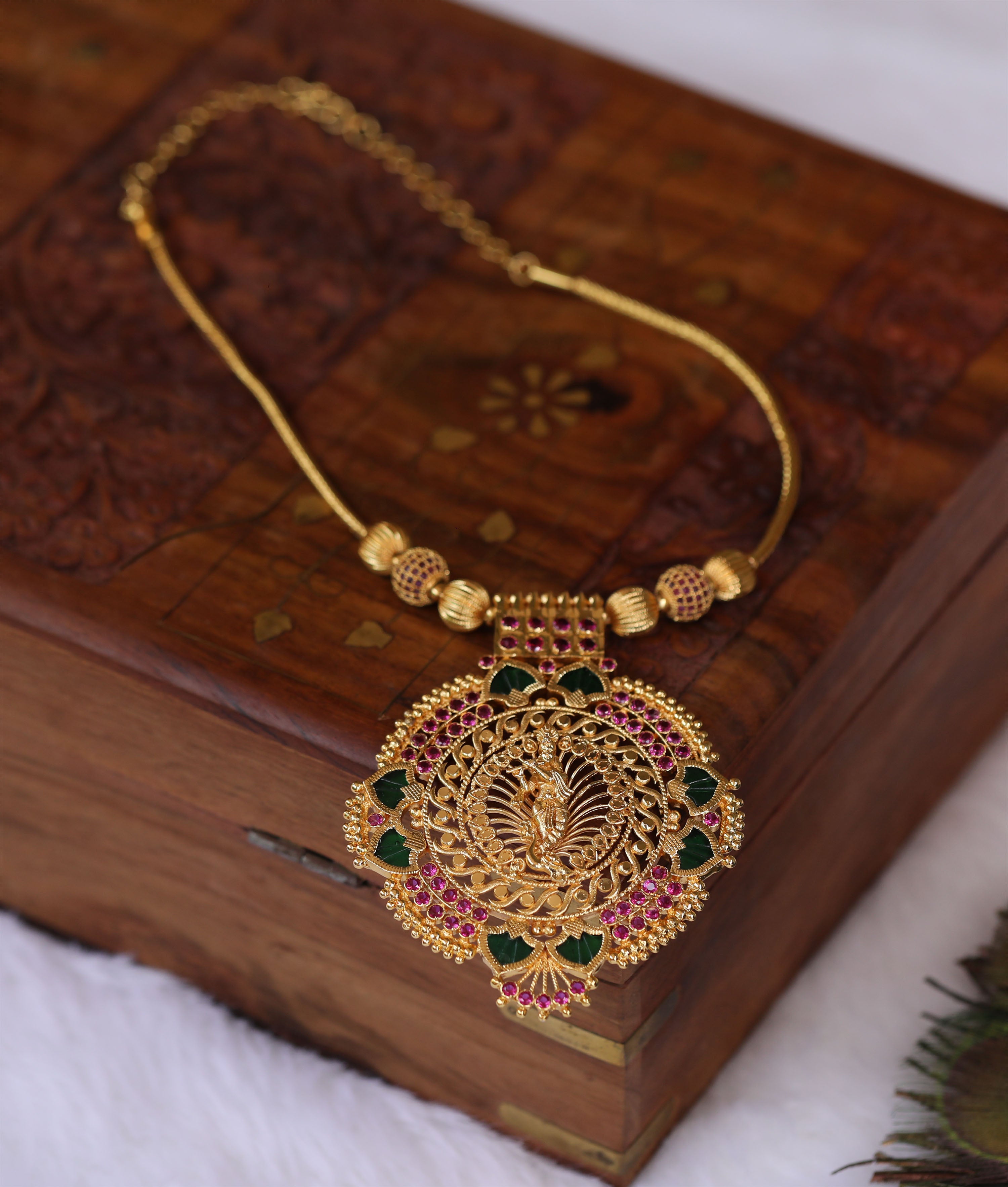 Gold plated krishna temple necklace Tanvi1123