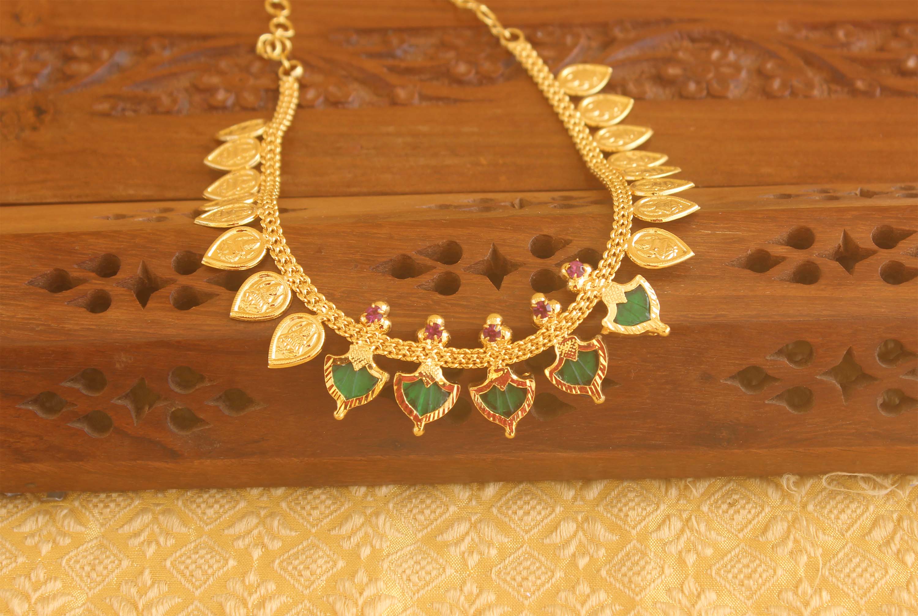 Gold plated Palakka kasu coin necklace Tanvi60