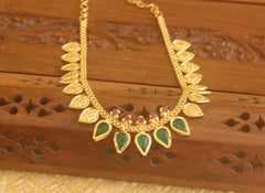 Gold plated Palakka kasu coin necklace Tanvi61