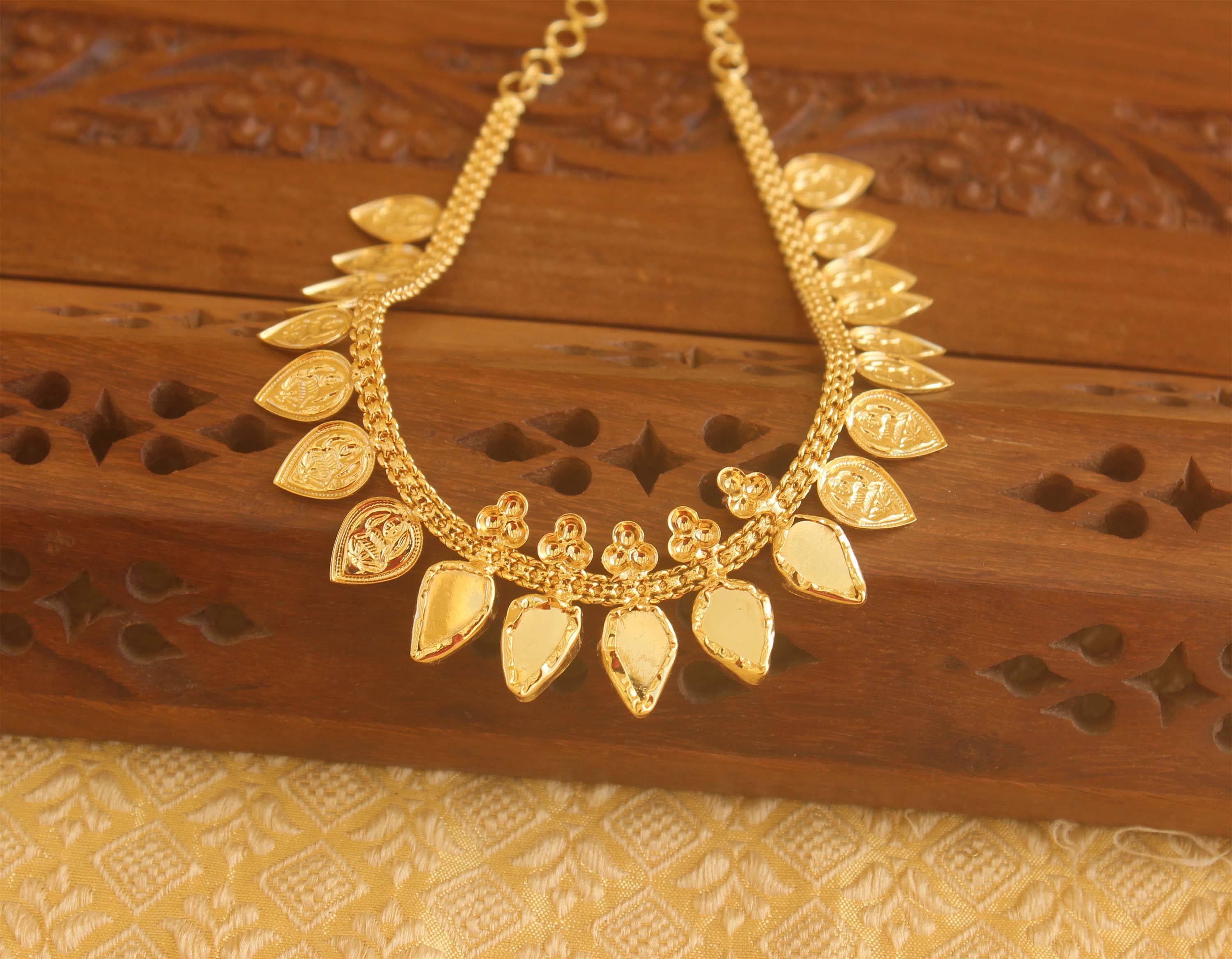 Gold plated Palakka kasu coin necklace Tanvi61