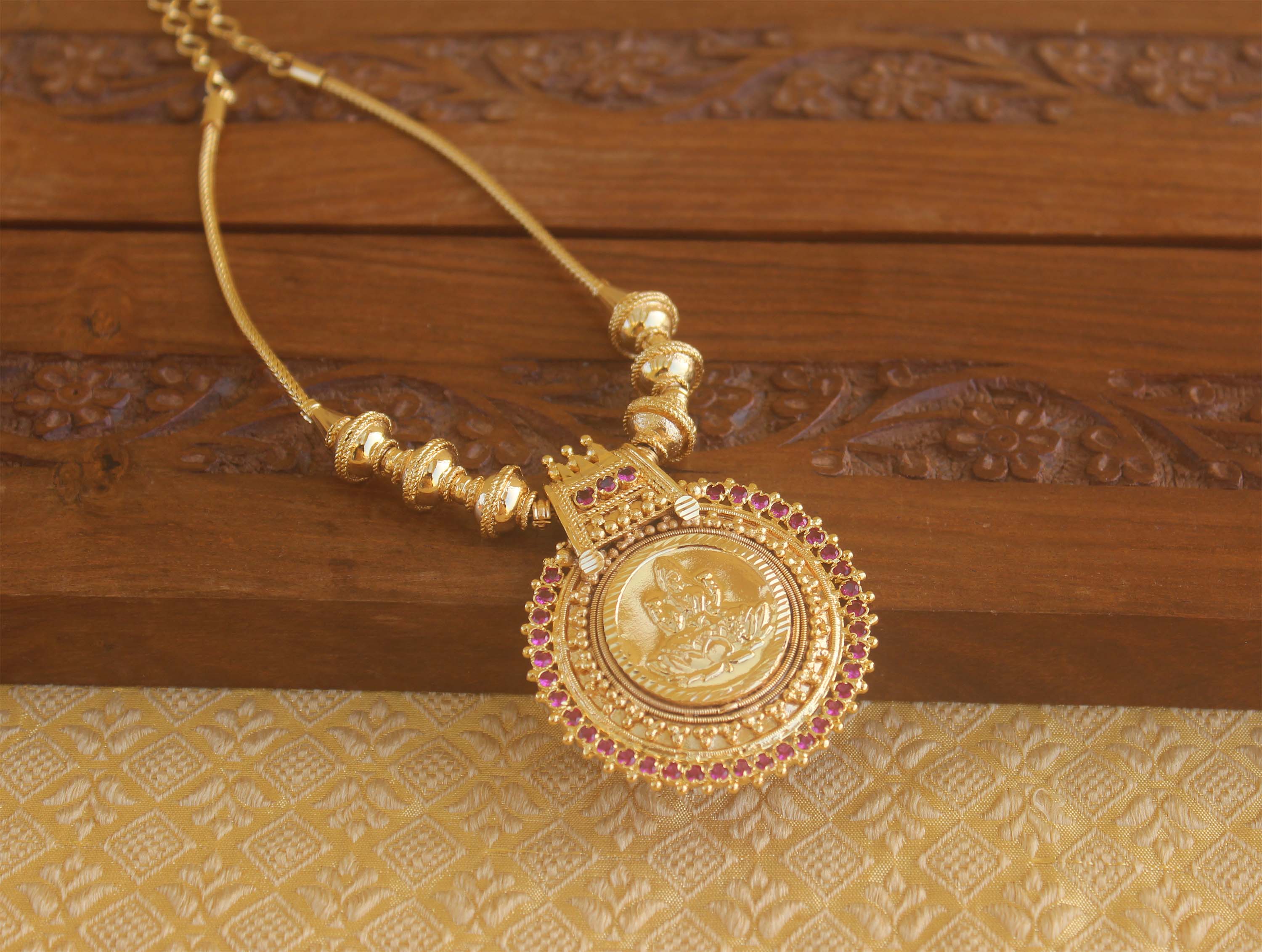 Gold plated Ruby temple necklace Tanvi62