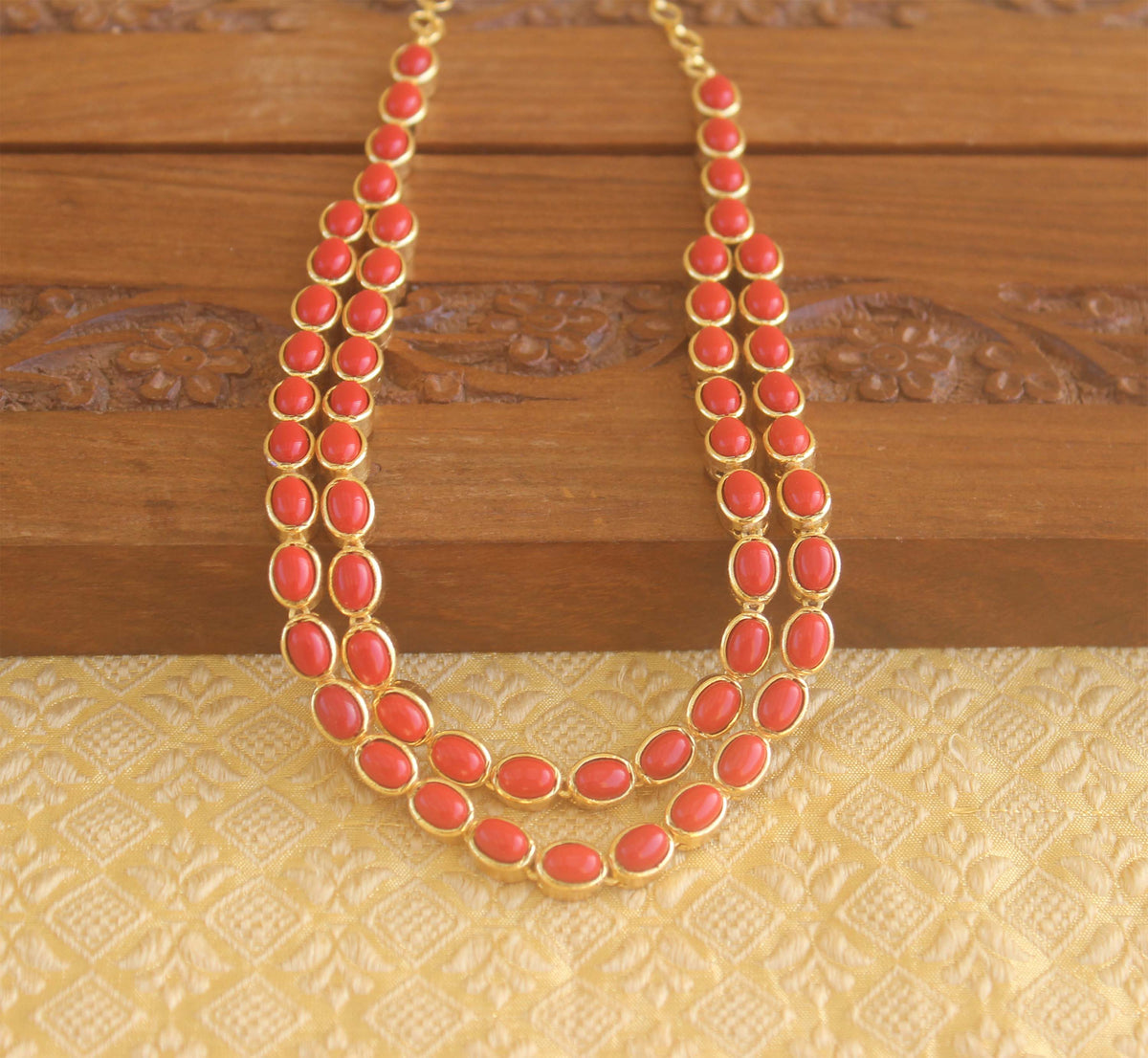 Gold plated Coral necklace Tanvi63