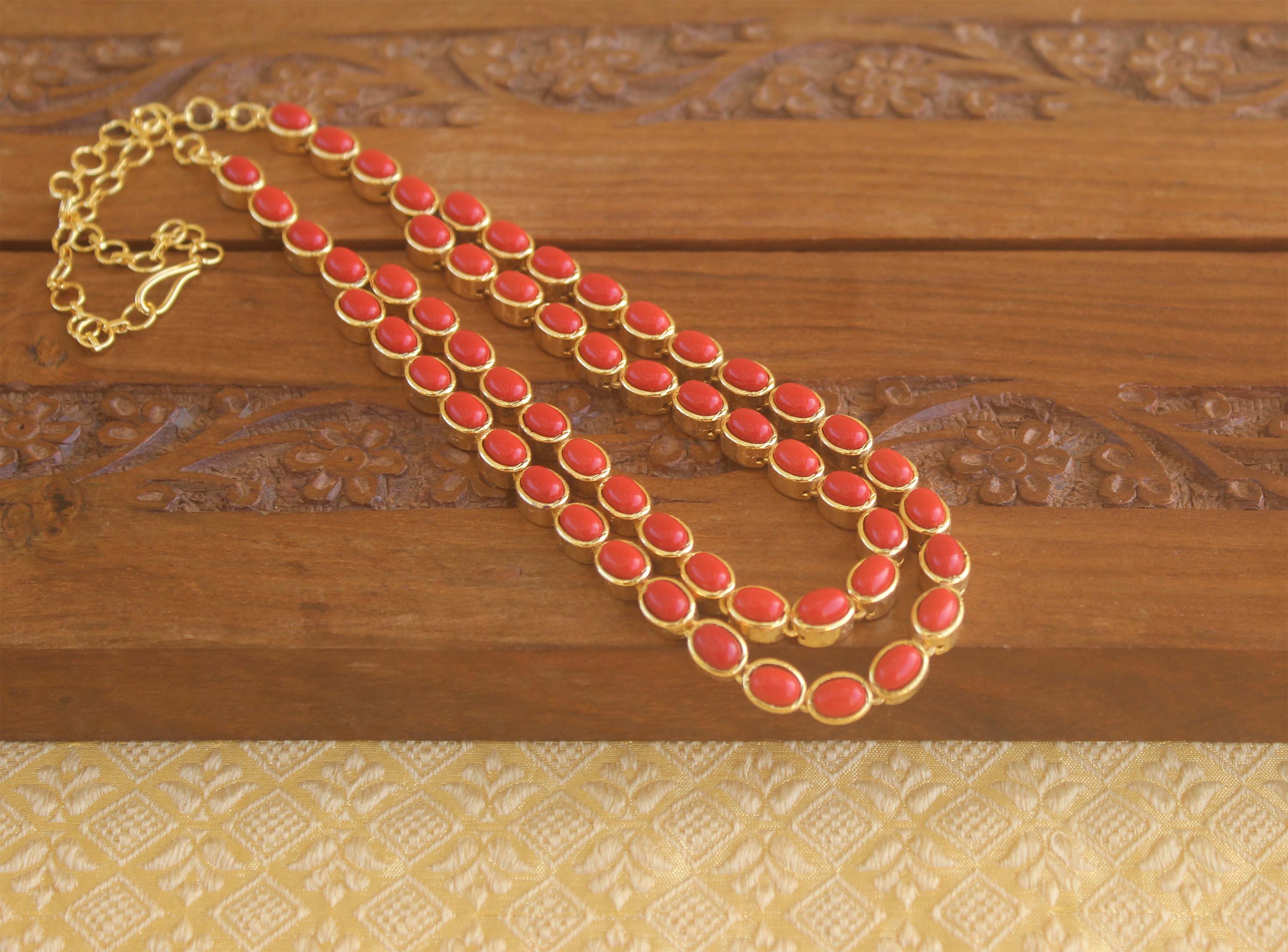 Gold plated Coral necklace Tanvi63