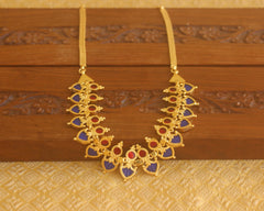 Gold plated palakka Blue and pink necklace Tanvi65