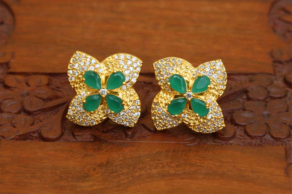 Gold Plated Studs Stone Earrings T2424