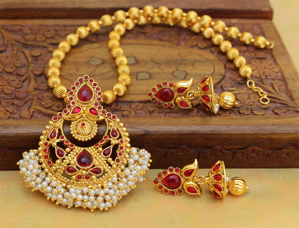 Gold Plated Handmade Stone Necklace Set T2625