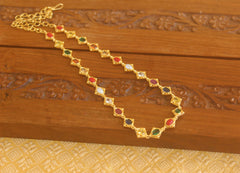 Gold plated multi colour stone necklace Tanvi67