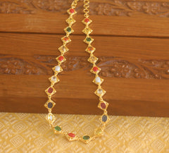 Gold plated multi colour stone necklace Tanvi67