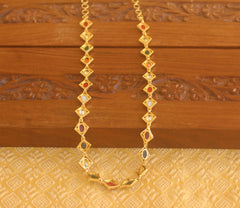 Gold plated multi colour stone necklace Tanvi67