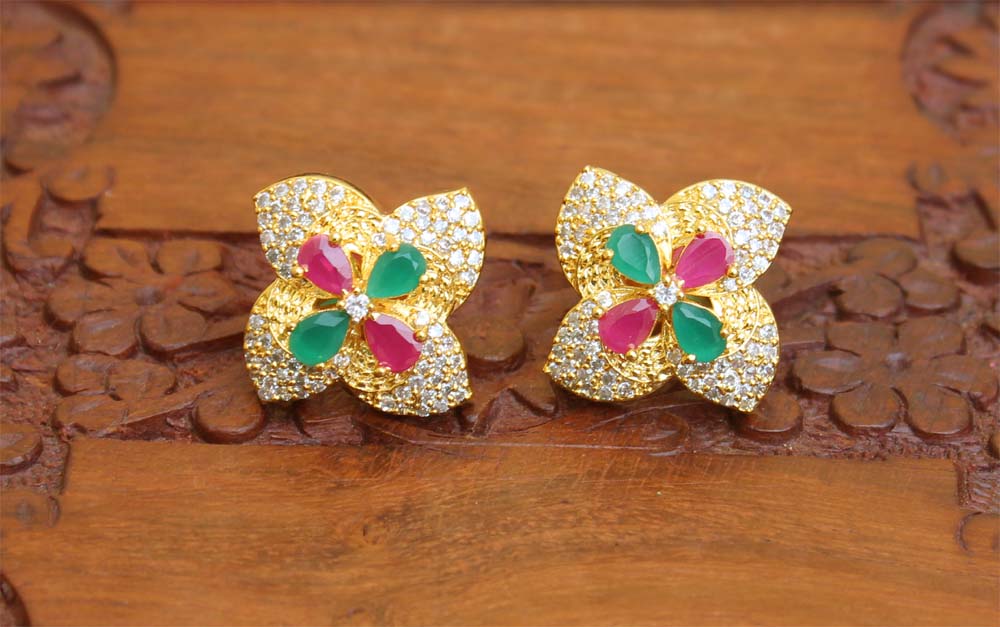 Gold Plated Studs Stone Earrings T2425