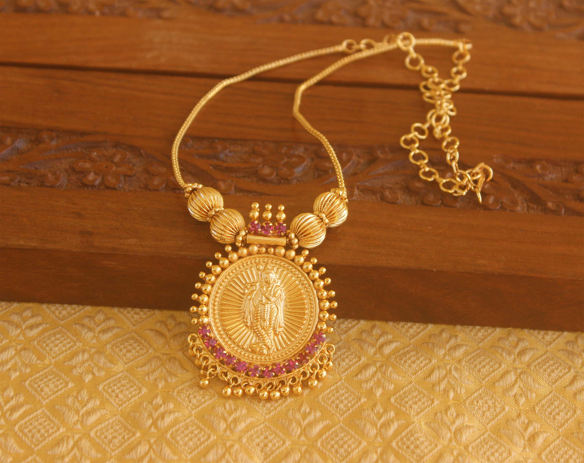 Gold plated temple krishna necklace Tanvi71