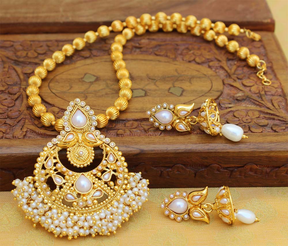 Gold Plated Handmade Stone Necklace Set T2627