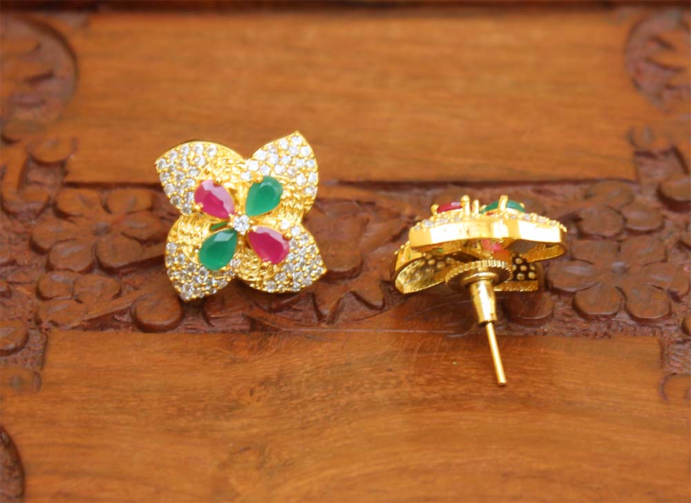 Gold Plated Studs Stone Earrings T2425