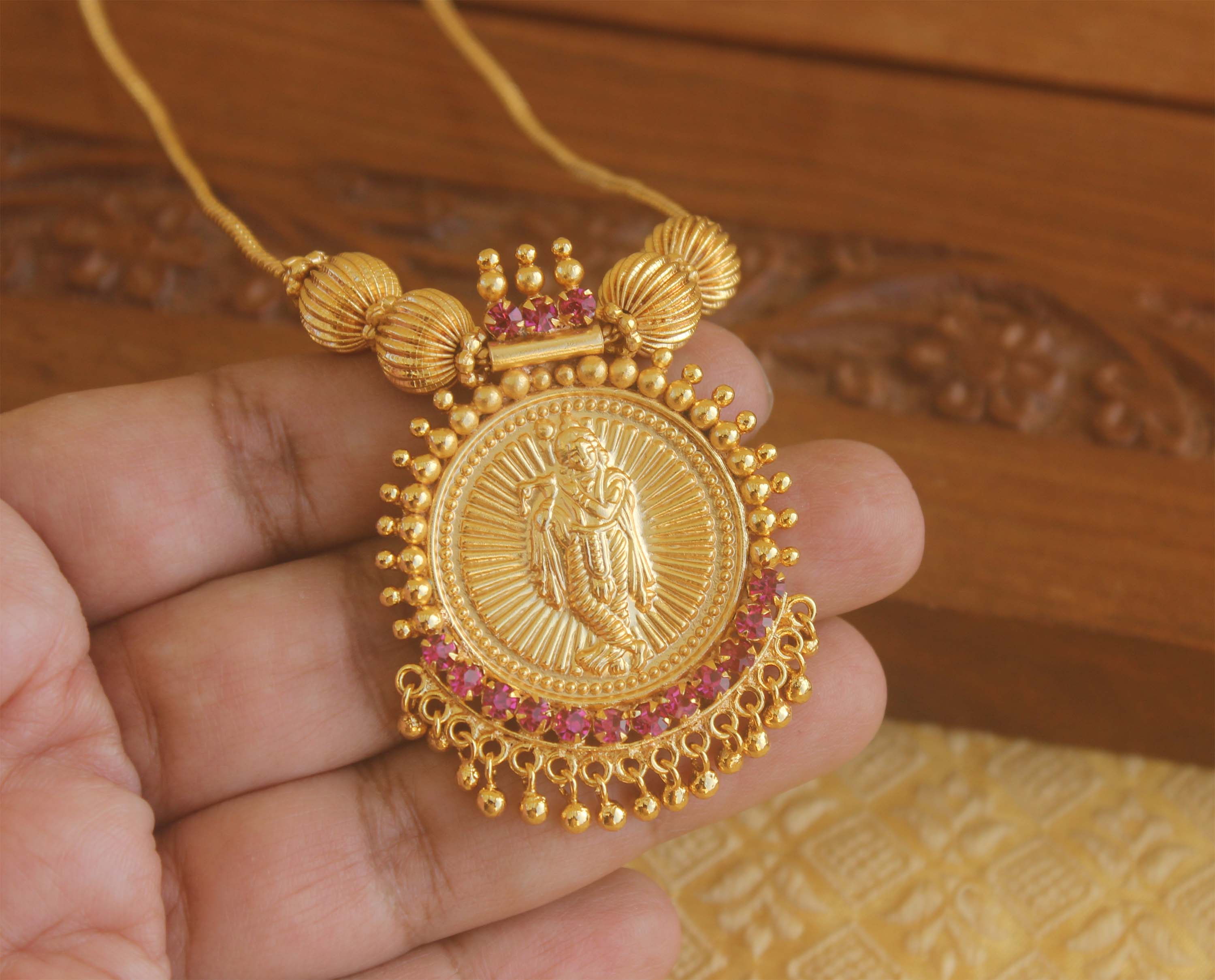 Gold plated temple krishna necklace Tanvi71