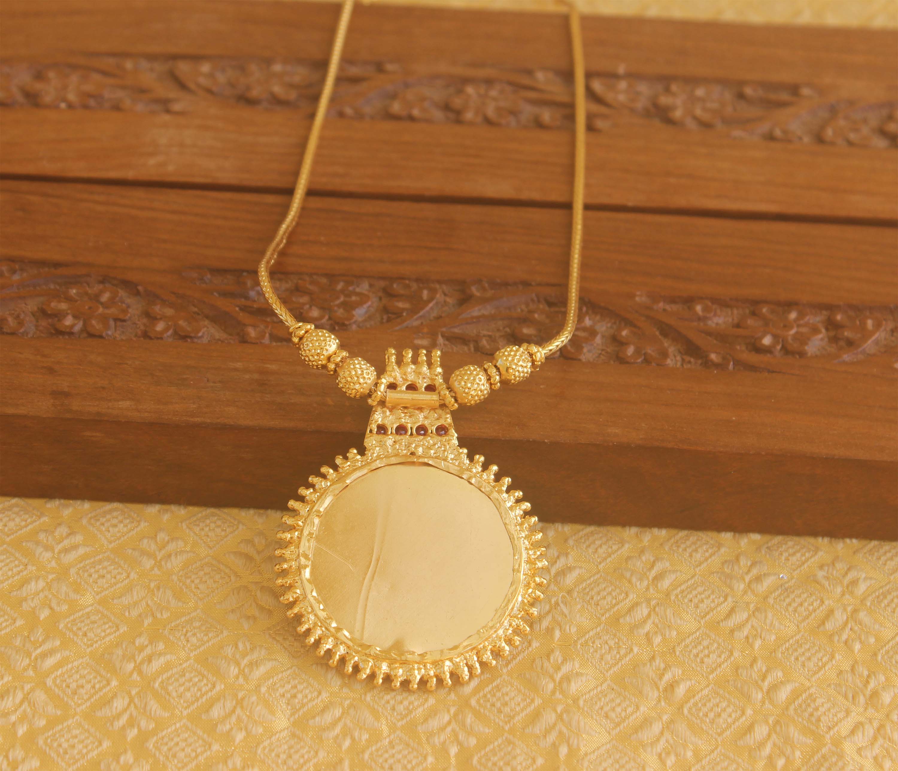 Designer gold plated Krishna palakka necklace Tanvi76