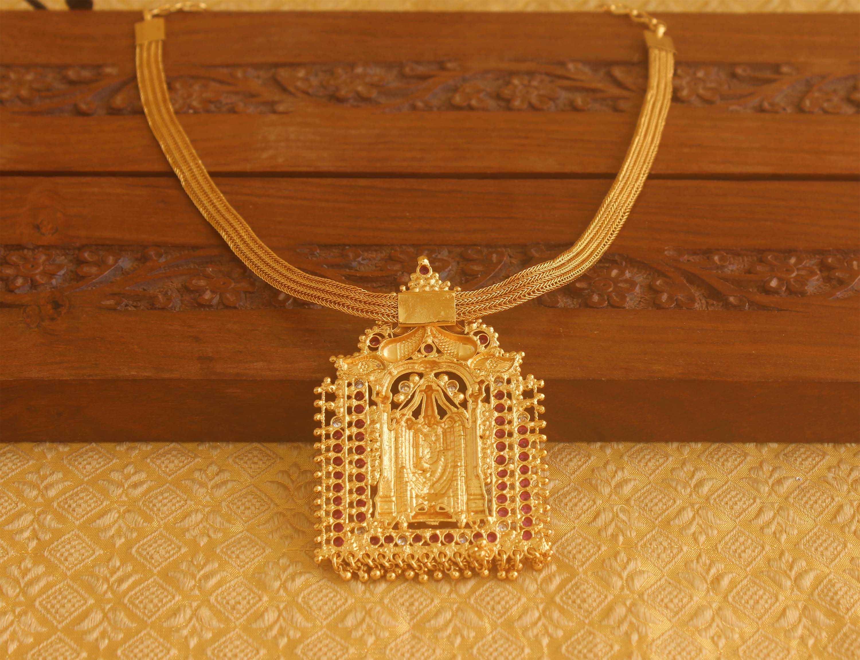 Lovely Designer gold plated Lord balaji pink stone necklace Tanvi78