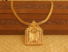 Lovely Designer gold plated Lord balaji pink stone necklace Tanvi78