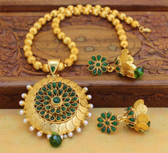 Gold Plated Temple Kasu Handmade Necklace Set T2630
