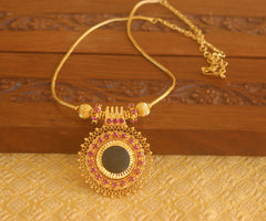 Gold plated Palakka stone necklace Tanvi83