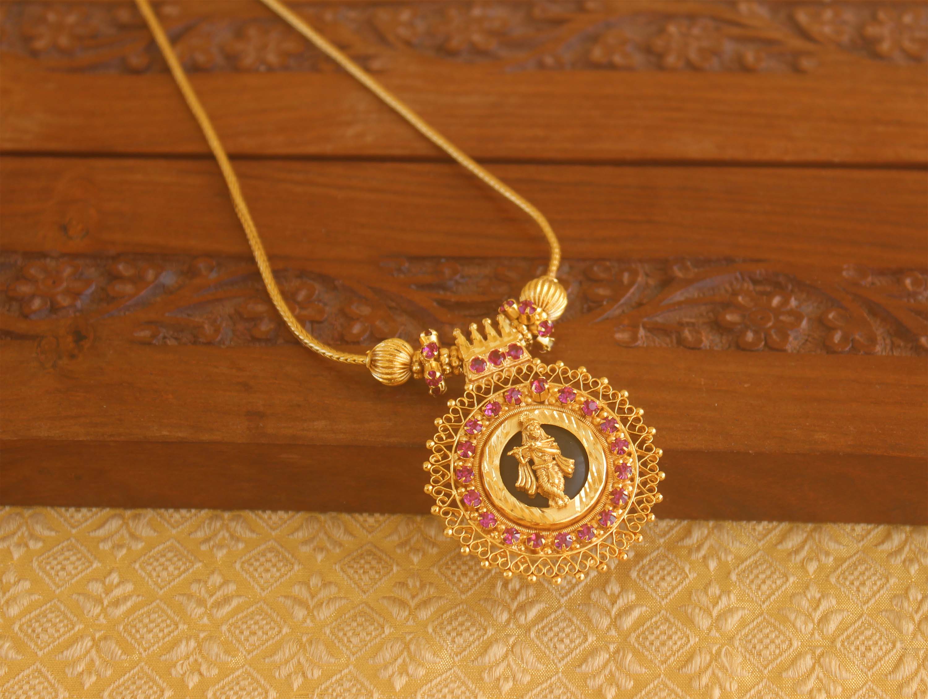 Gold plated Palakka krishna necklace Tanvi84