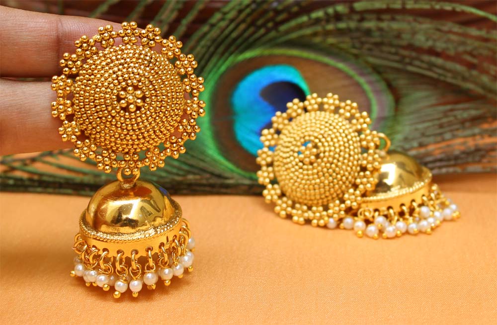 Gold Plated Pearl Jhumka Earrings T2567