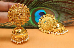 Gold Plated Pearl Jhumka Earrings T2567