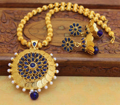 Gold Plated Temple Kasu Handmade Necklace Set T2632