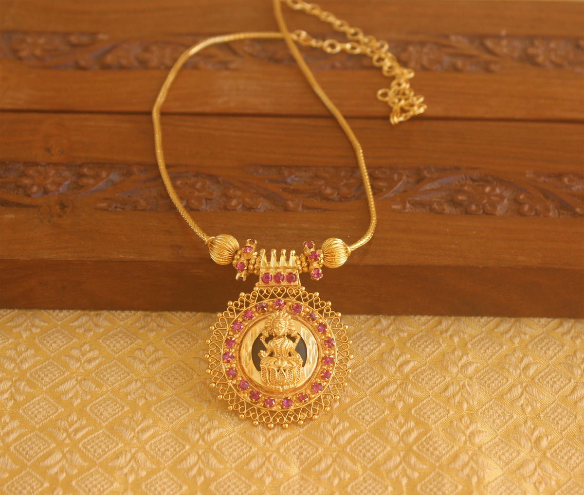 Gold plated Palakka Lakshmi necklace Tanvi85