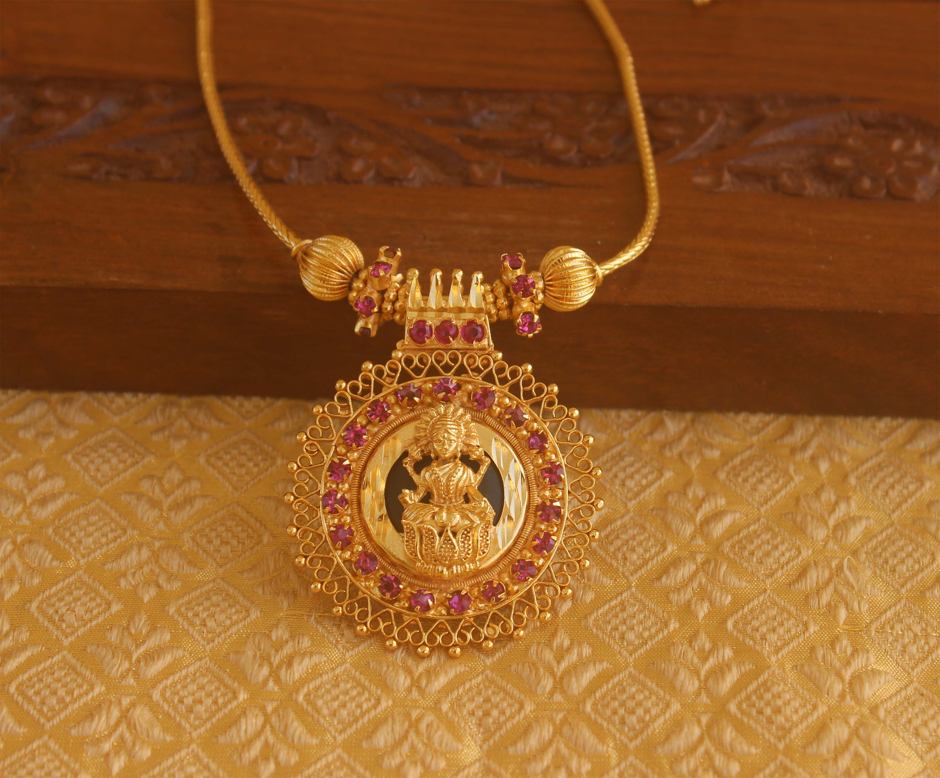 Gold plated Palakka Lakshmi necklace Tanvi85