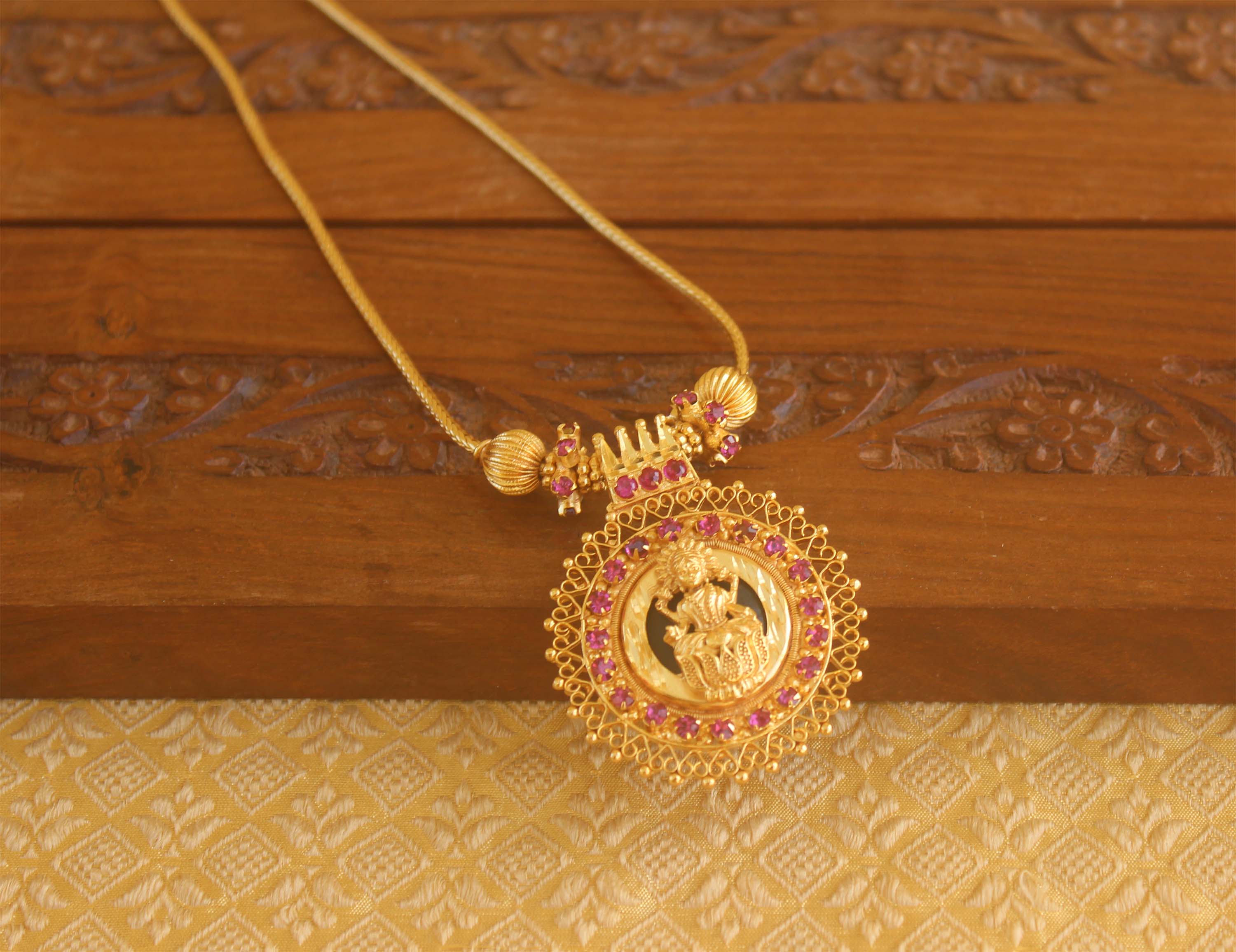Gold plated Palakka Lakshmi necklace Tanvi85