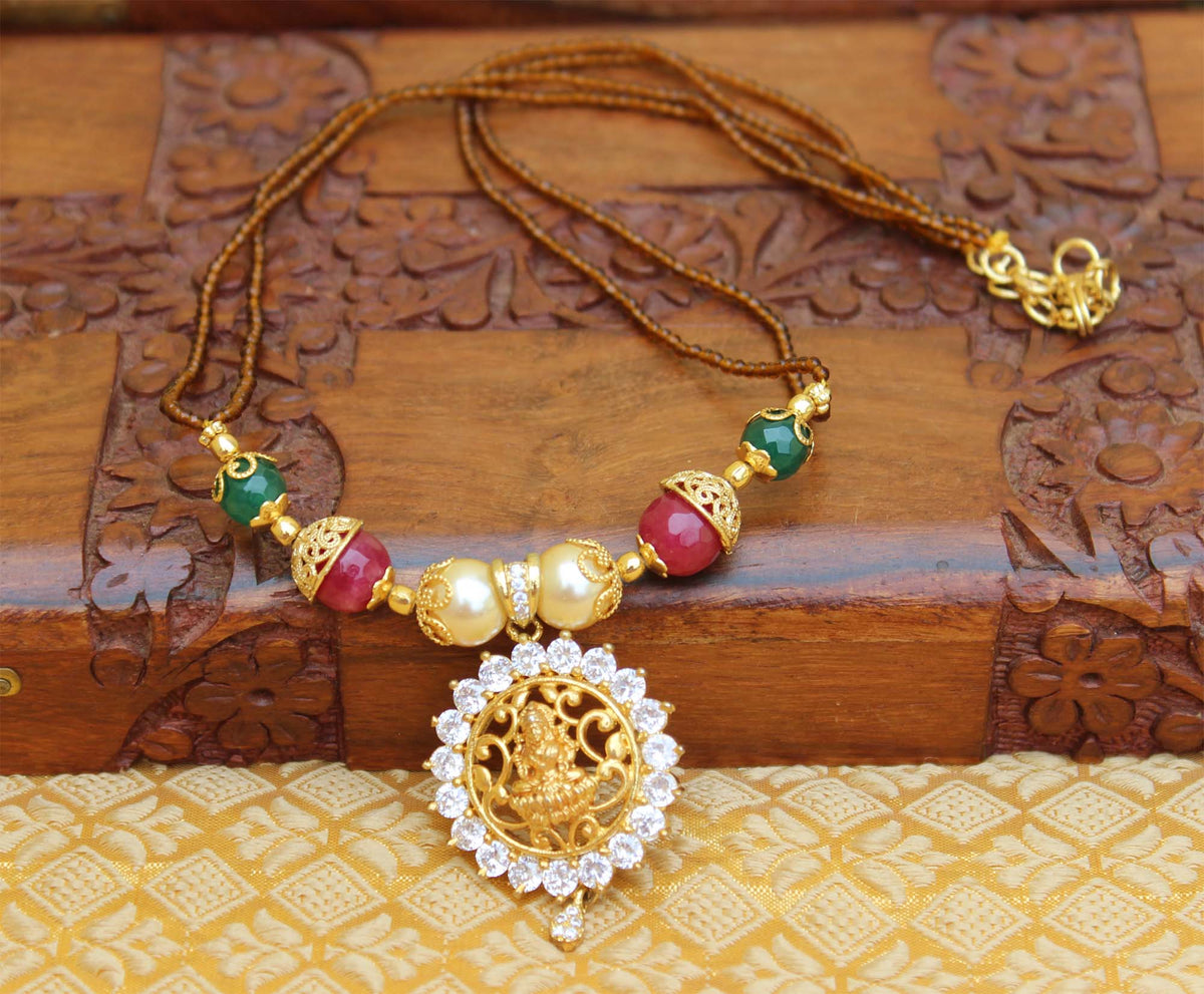 Temple Matte Finish Beads Handmade Necklace T2339
