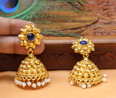 Floral Style Gold Plated Jhumka Earrings T2534