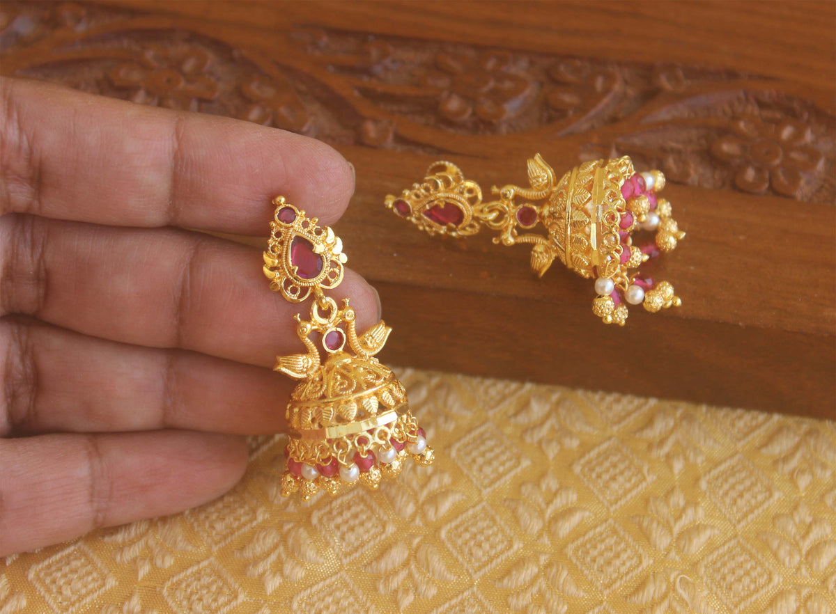 Gold plated Peacock Earrings Tanvi88