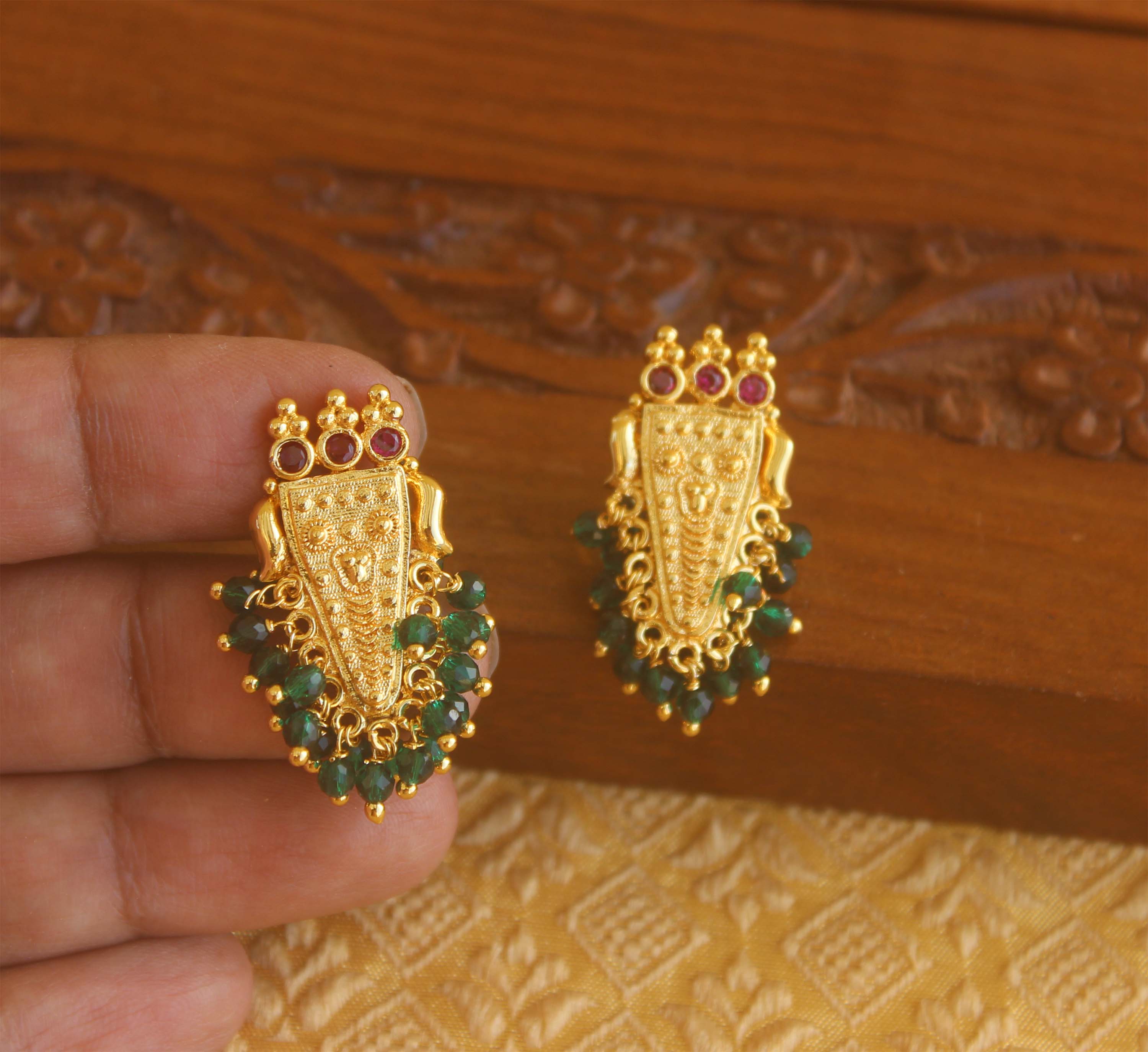 Gold plated Nettipattam earrings Tanvi89